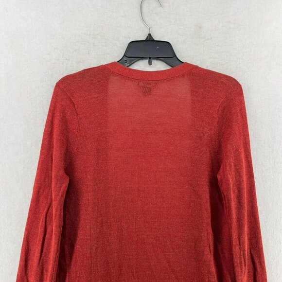 Halogen Sweater Women's XS Red Knit Linen Blend Open Front Pocket Tunic Cardigan - Picture 8 of 12